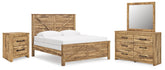 Diamond Furniture - Ashley Furniture - Maystonna King Crossbuck Panel Bed, Dresser, Mirror and Nightstand - King Crossbuck Panel Bed, Dresser, Mirror and Nightstand - PCB1580B9