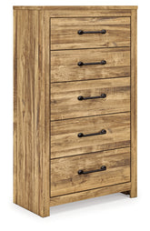 Diamond Furniture - Ashley Furniture - Maystonna Chest of Drawers - Five Drawer Chest / Brown - PCB1580-46