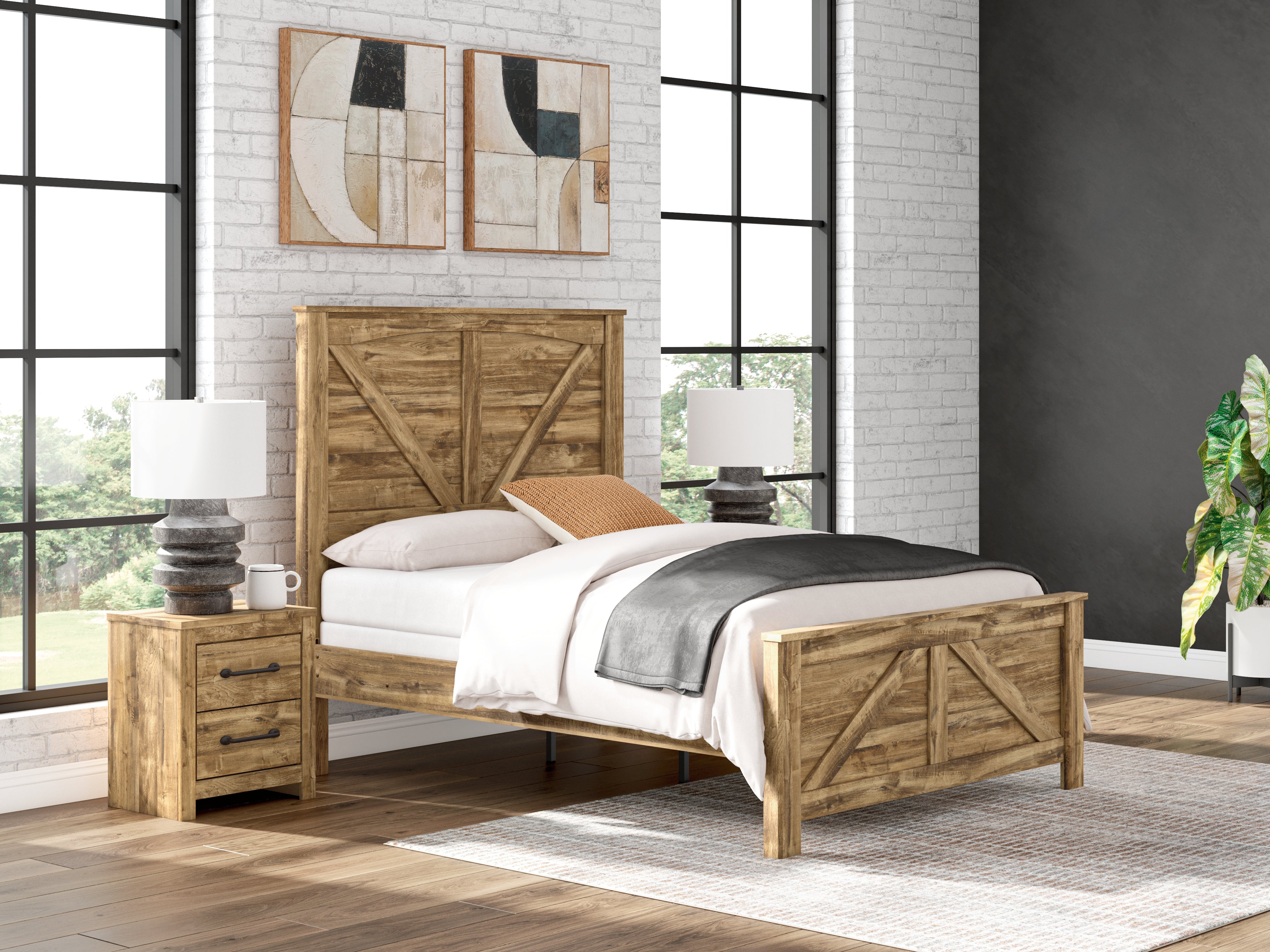 Diamond Furniture - Ashley Furniture - Maystonna Queen Crossbuck Panel Bed - Queen Crossbuck Panel Bed - PCB1580B2