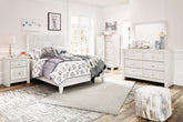 Diamond Furniture - Ashley Furniture - Paxberry Full Panel Bed, Dresser, Mirror and Chest - Full Panel Bed, Dresser, Mirror and Chest / Whitewash - B181B17