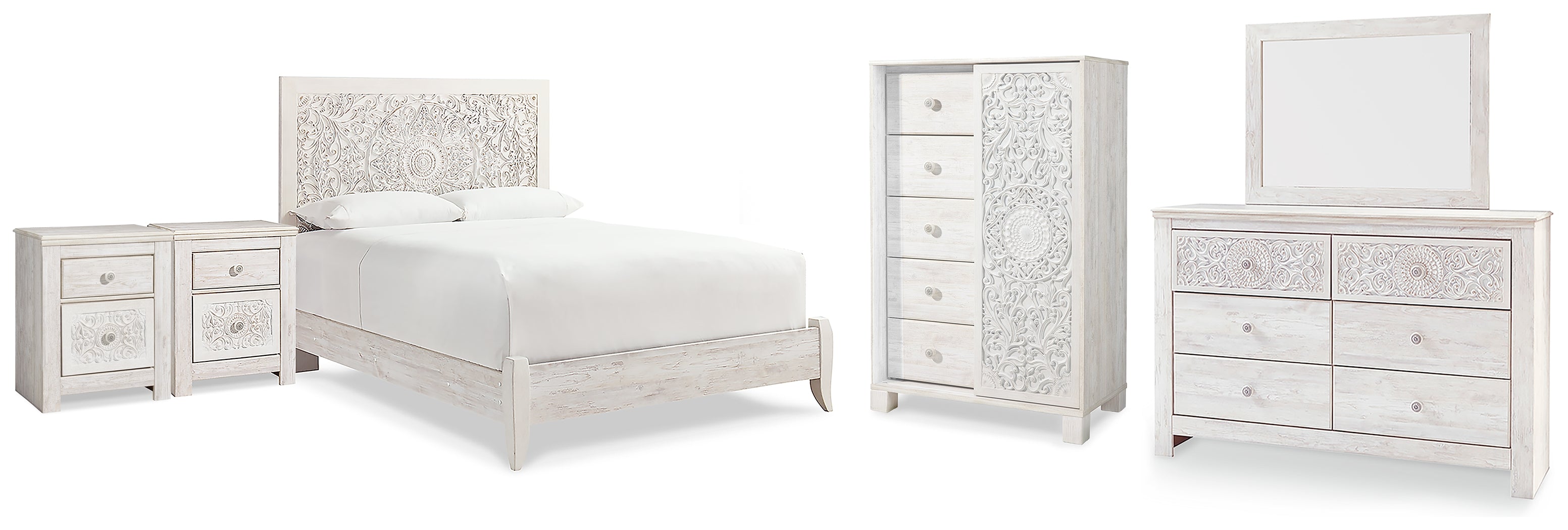 Diamond Furniture - Ashley Furniture - Paxberry Queen Panel Bed, Dresser, Mirror, Chest and 2 Nightstands - Queen Panel Bed, Dresser, Mirror, Chest and 2 Nightstands - B181B36