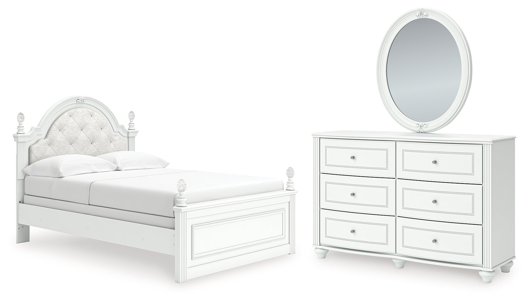 Diamond Furniture - Ashley Furniture - Kozlani Full Upholstered Panel Bed, Dresser and Mirror - Full Upholstered Panel Bed, Dresser and Mirror - PCB1819B15
