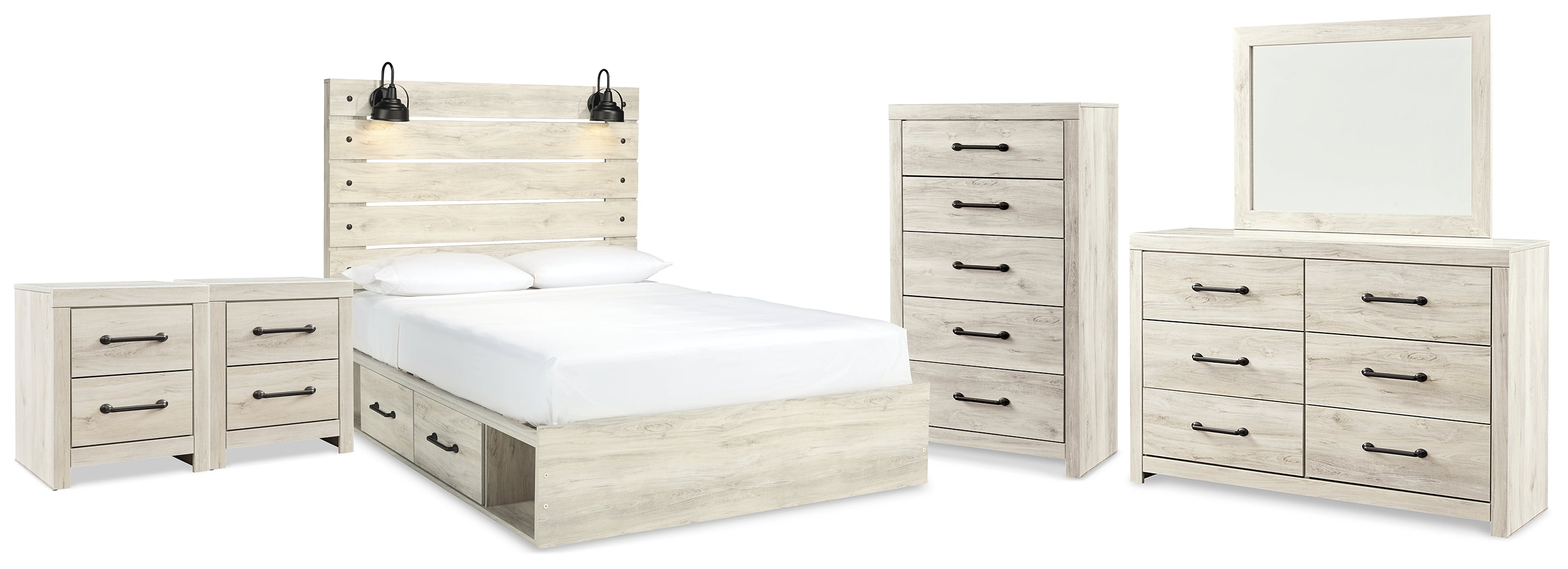 Diamond Furniture - Ashley Furniture - Cambeck Queen Panel Bed with Storage, Dresser, Mirror, Chest and 2 Nightstands - Queen Panel Bed with Storage, Dresser, Mirror, Chest and 2 Nightstands - B192B122