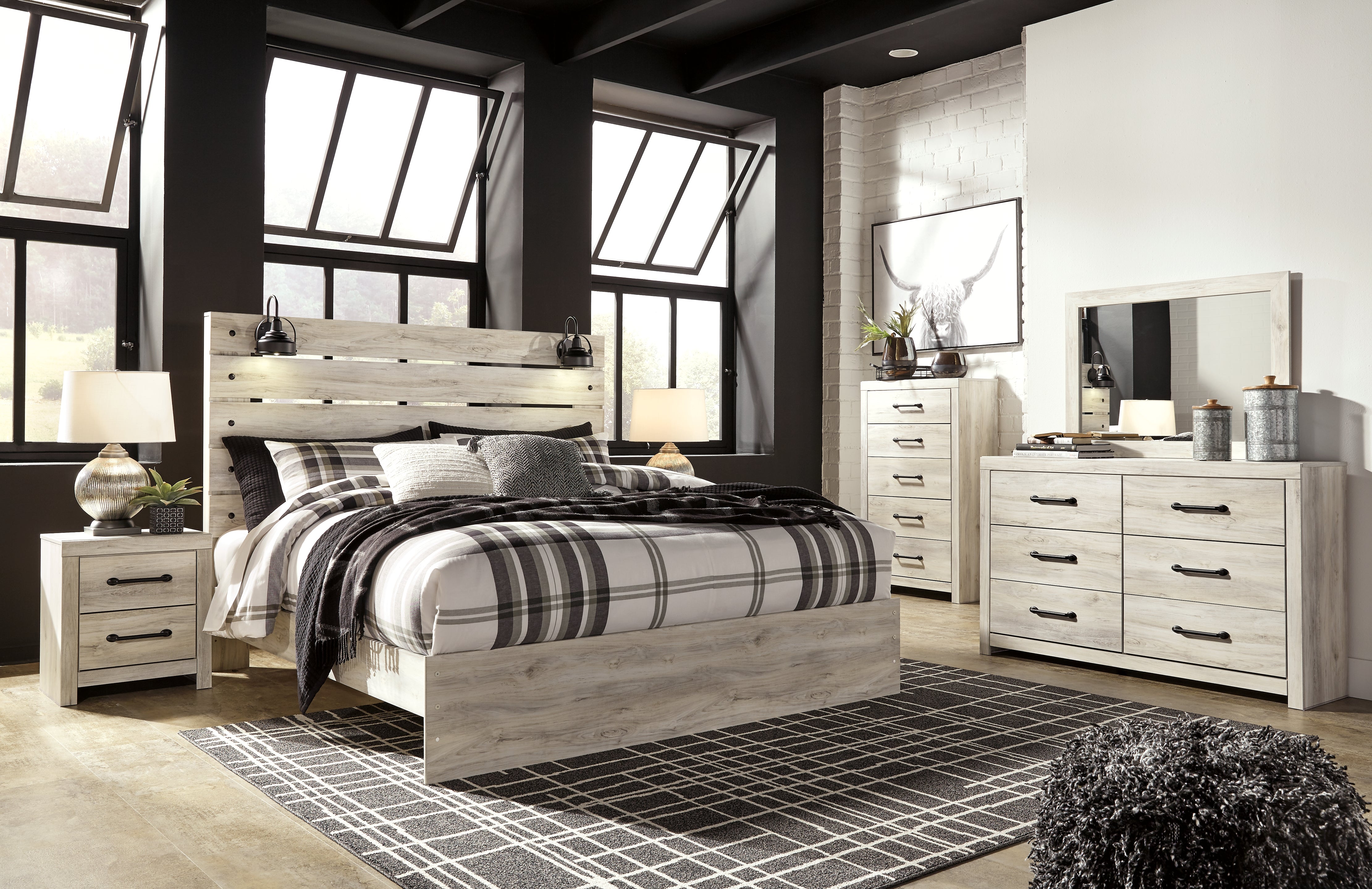 Diamond Furniture - Ashley Furniture - Cambeck King Panel Bed, Dresser, Mirror, Chest and 2 Nightstands - King Panel Bed, Dresser, Mirror, Chest and 2 Nightstands - B192B102