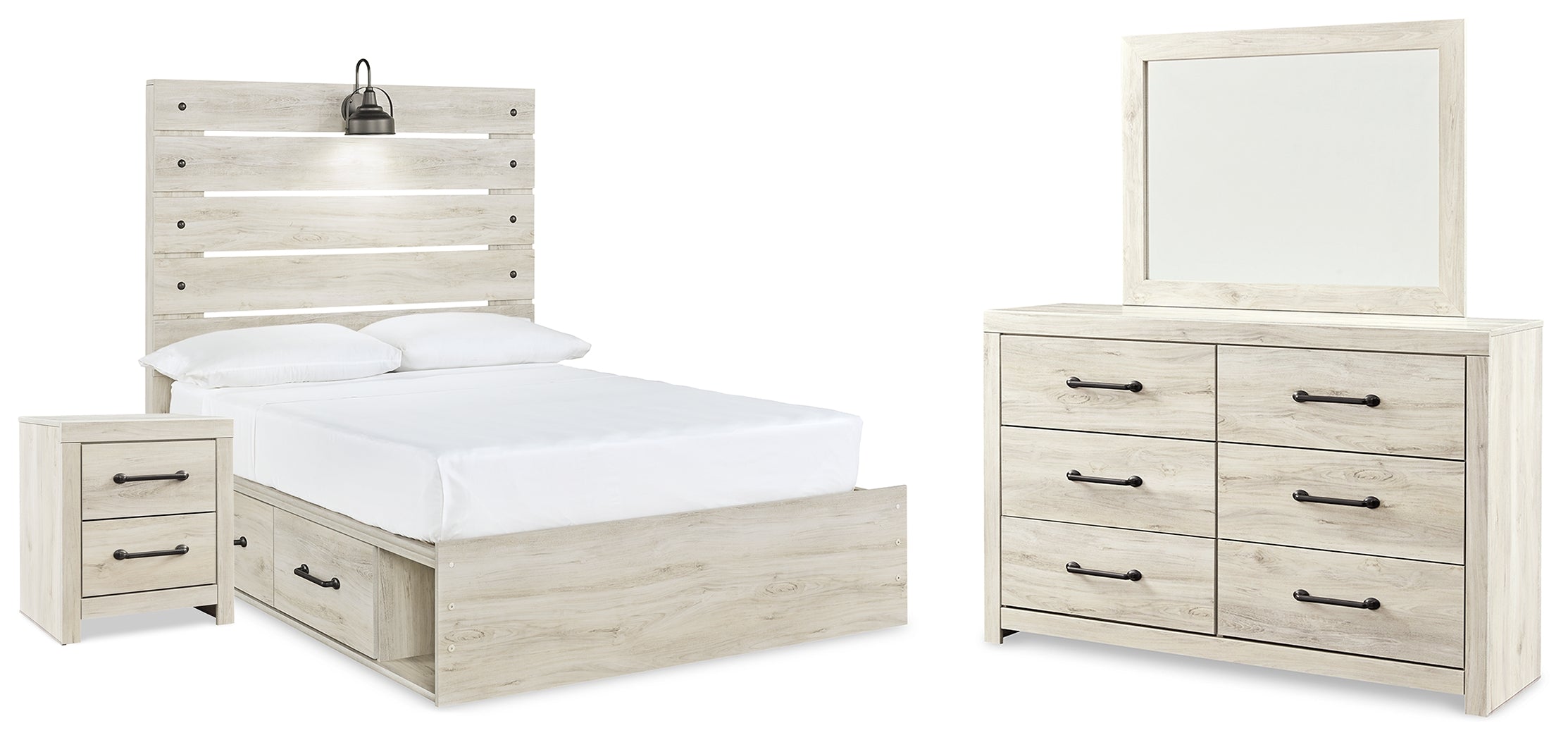Diamond Furniture - Ashley Furniture - Cambeck Full Panel Bed with Storage, Dresser, Mirror and Nightstand - Full Panel Bed with Storage, Dresser, Mirror and Nightstand - B192B116