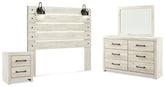 Diamond Furniture - Ashley Furniture - Cambeck Queen Panel Headboard, Dresser, Mirror, and Nightstand - Queen Panel Headboard, Dresser, Mirror, and Nightstand / Whitewash - B192B57