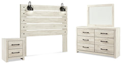 Diamond Furniture - Ashley Furniture - Cambeck Queen Panel Headboard, Dresser, Mirror, and Nightstand - Queen Panel Headboard, Dresser, Mirror, and Nightstand / Whitewash - B192B57