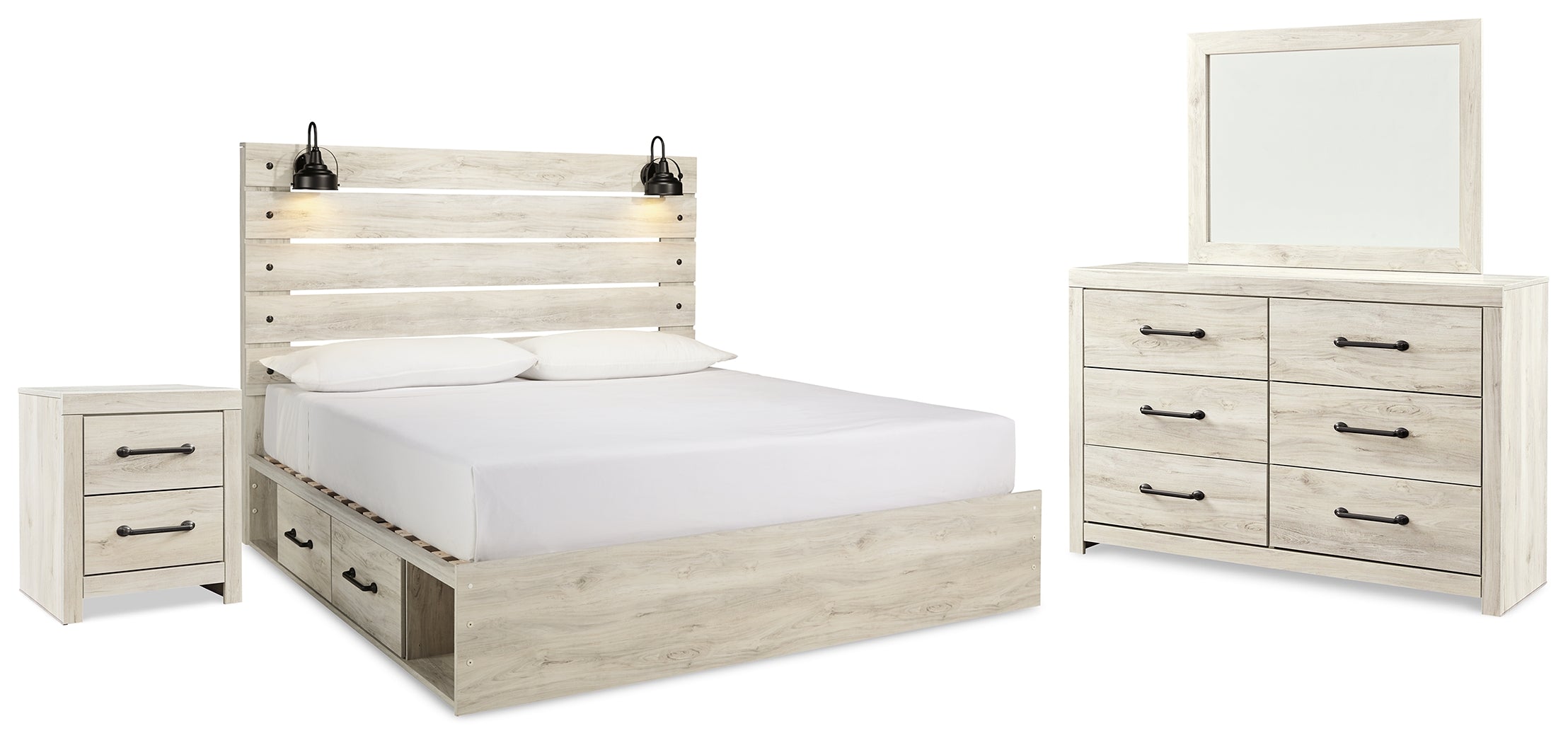 Diamond Furniture - Ashley Furniture - Cambeck King Panel Bed with Storage, Dresser, Mirror and Nightstand - King Panel Bed with Storage, Dresser, Mirror and Nightstand - B192B52