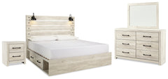 Diamond Furniture - Ashley Furniture - Cambeck King Panel Bed with Storage, Dresser, Mirror and Nightstand - King Panel Bed with Storage, Dresser, Mirror and Nightstand - B192B52