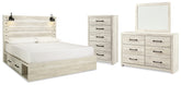 Diamond Furniture - Ashley Furniture - Cambeck King Panel Bed with Storage, Dresser, Mirror and Chest - King Panel Bed with Storage, Dresser, Mirror and Chest - B192B66