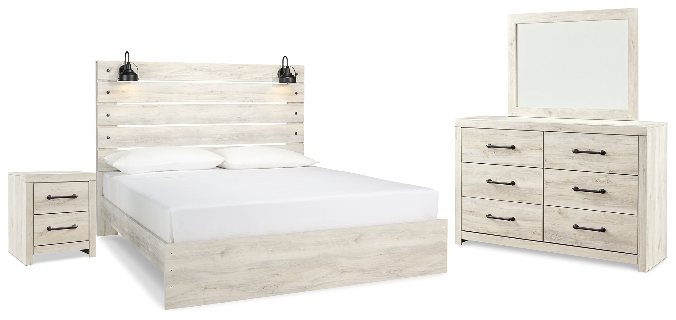 Diamond Furniture - Ashley Furniture - Cambeck King Panel Bed, Dresser, Mirror and Nightstand - King Panel Bed, Dresser, Mirror and Nightstand - B192B54
