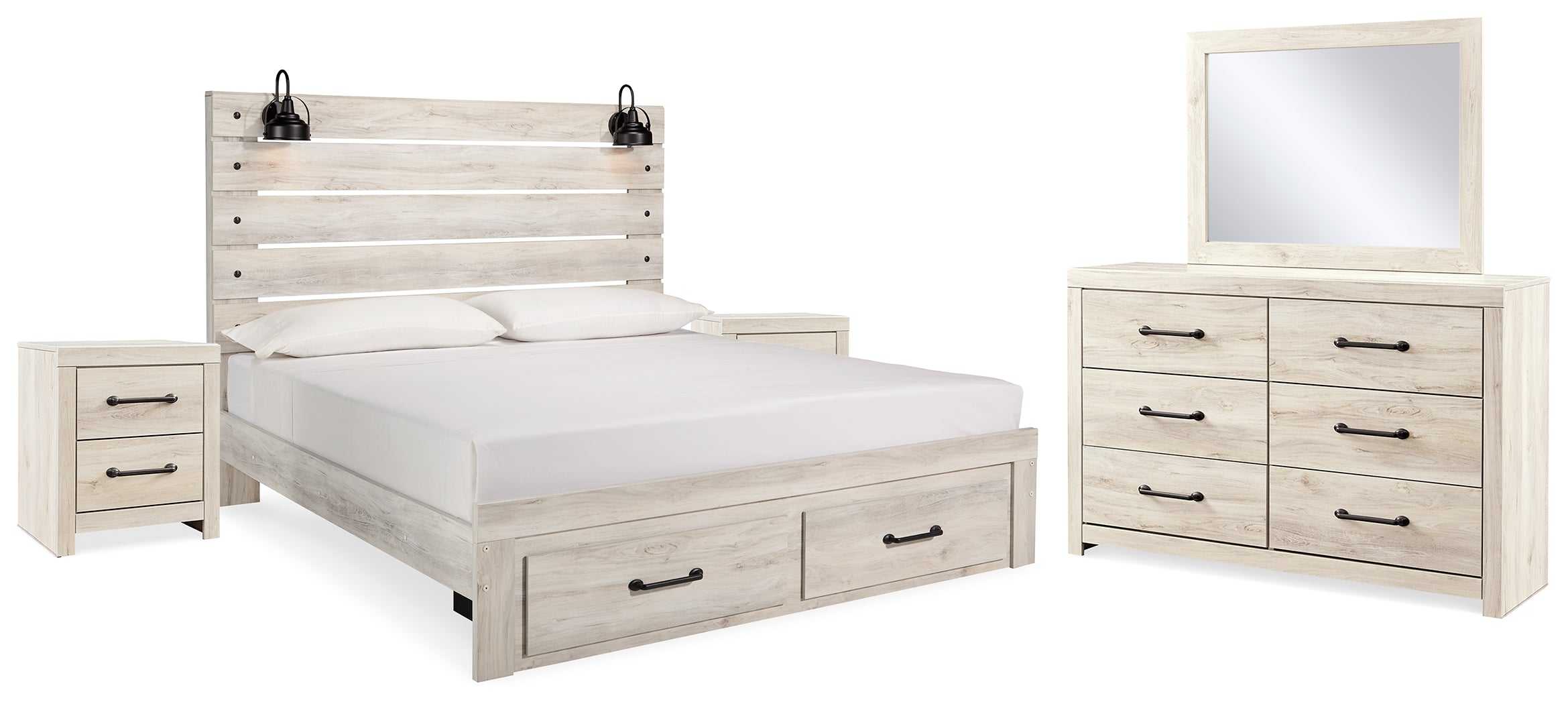 Diamond Furniture - Ashley Furniture - Cambeck King Storage Bed, 2 Dressers, Mirror, and 2 Nightstands - King Storage Bed, 2 Dressers, Mirror, and 2 Nightstands - B192B104