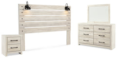 Diamond Furniture - Ashley Furniture - Cambeck King Panel Headboard, Dresser, Mirror and Nightstand - King Panel Headboard, Dresser, Mirror and Nightstand / Whitewash - B192B69