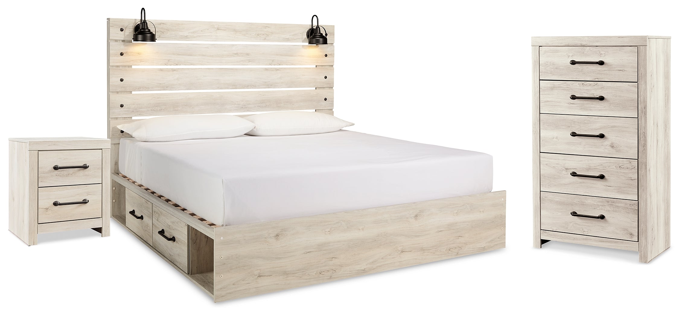Diamond Furniture - Ashley Furniture - Cambeck King Panel Bed with Storage, Chest and Nightstand - King Panel Bed with Storage, Chest and Nightstand - B192B101