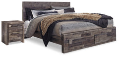 Diamond Furniture - Ashley Furniture - Derekson King Panel Storage Bed and 2 Nightstands - King Panel Storage Bed and 2 Nightstands - B200B55