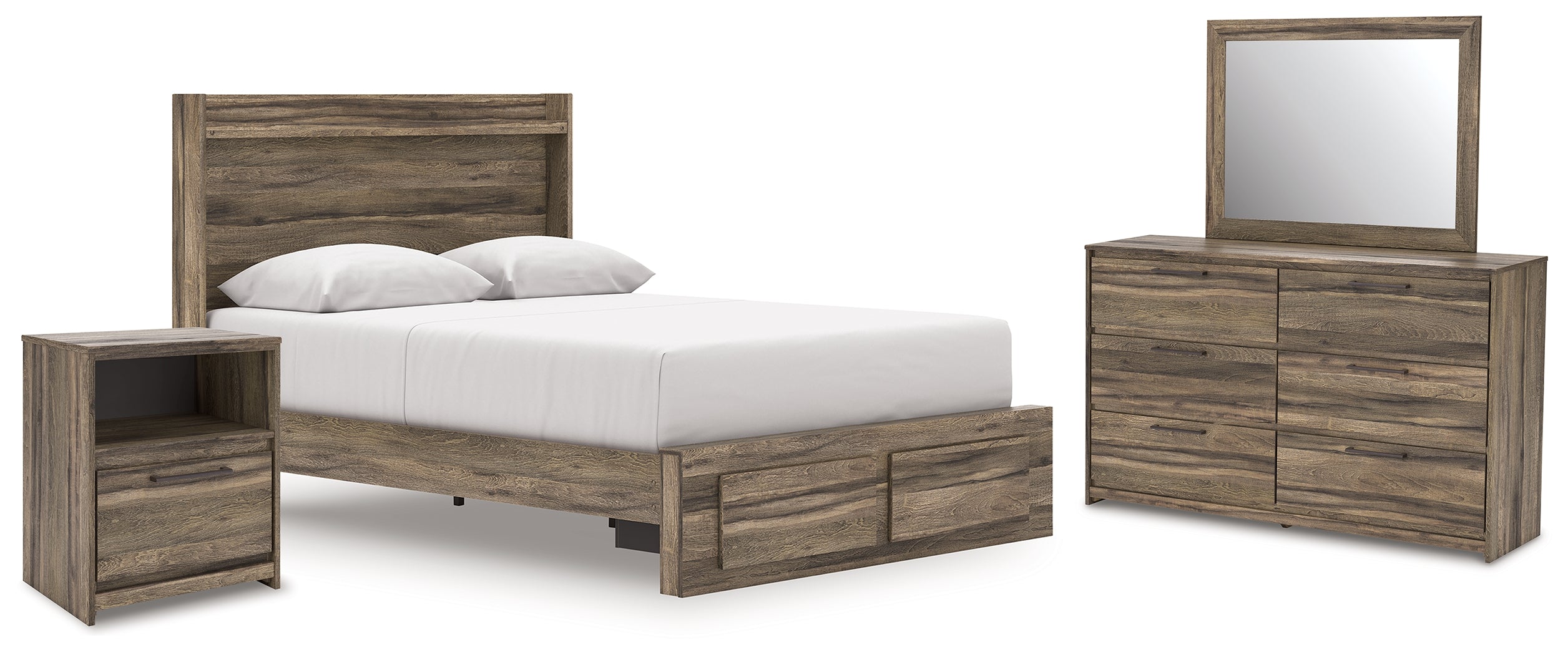 Diamond Furniture - Ashley Furniture - Elbrim Queen Panel Storage Bed, Dresser, Mirror and Nightstand - Queen Panel Storage Bed, Dresser, Mirror and Nightstand - PCB2005B13