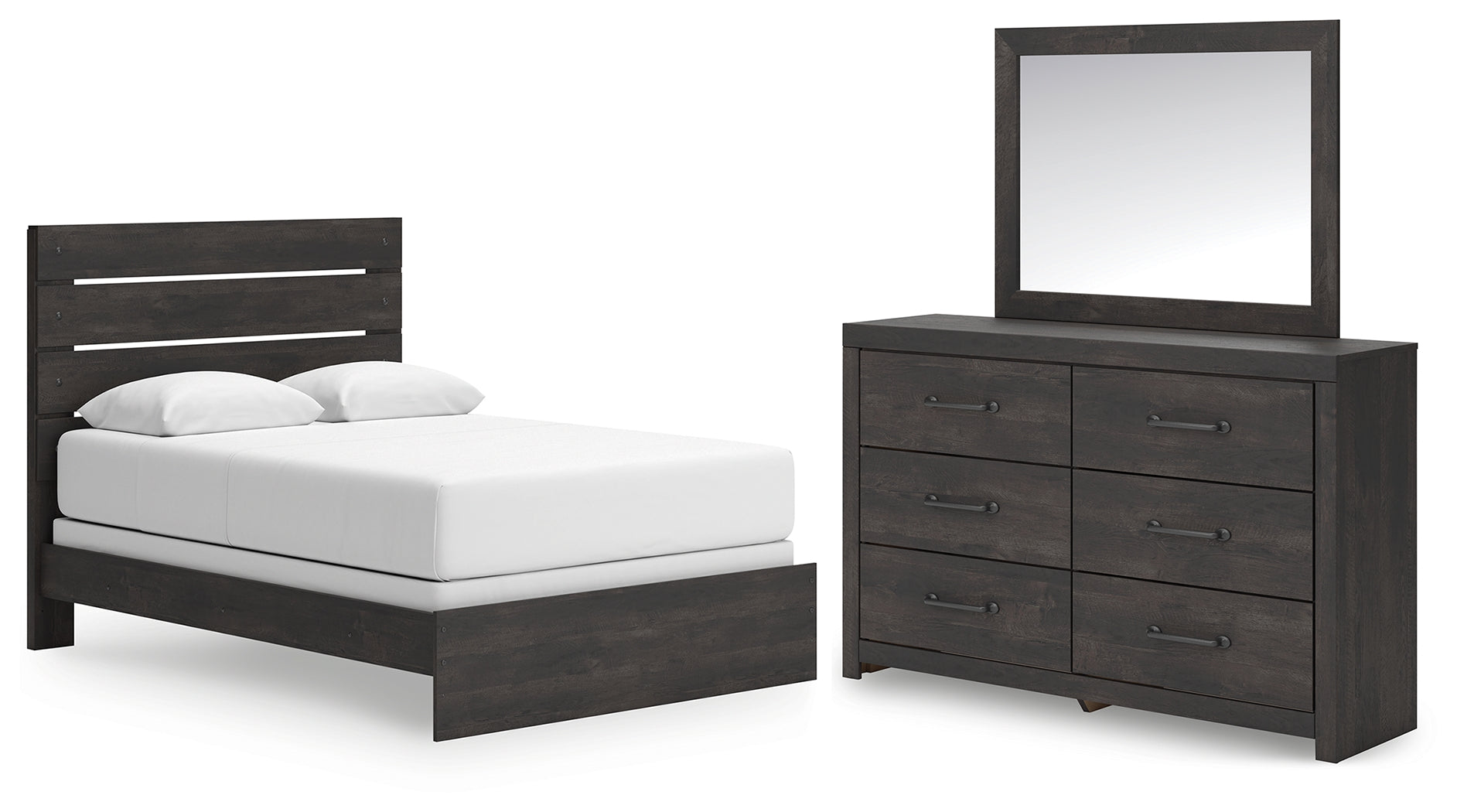 Diamond Furniture - Ashley Furniture - Hollivern Queen Panel Bed, Dresser and Mirror - Queen Panel Bed, Dresser and Mirror - PCB2108B3