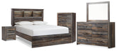 Diamond Furniture - Ashley Furniture - Drystan Queen Bookcase Panel Bed, Dresser, Mirror Chest and Nightstand - Queen Bookcase Panel Bed, Dresser, Mirror Chest and Nightstand - B211B111