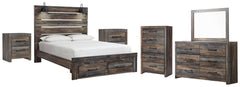 Drystan Queen Panel Storage Bed, Dresser, Mirror, Chest and 2 Nightstands