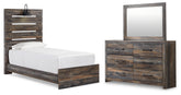 Diamond Furniture - Ashley Furniture - Drystan Twin Panel Bed, Dresser and Mirror - Twin Panel Bed, Dresser and Mirror - B211B5