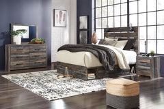 Diamond Furniture - Ashley Furniture - Drystan Queen Panel Bed with Mirrored Dresser and Nightstand - Queen Panel Bed with Mirrored Dresser and Nightstand - B211B56