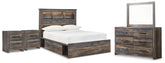 Diamond Furniture - Ashley Furniture - Drystan Full Bookcase Storage Bed, Dresser, Mirror and 2 Nightstands - Full Bookcase Storage Bed, Dresser, Mirror and 2 Nightstands - B211B98