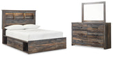 Diamond Furniture - Ashley Furniture - Drystan Full Panel Bookcase Bed, with Storage, Dresser and Mirror - Full Panel Bookcase Bed, with Storage, Dresser and Mirror - B211B73