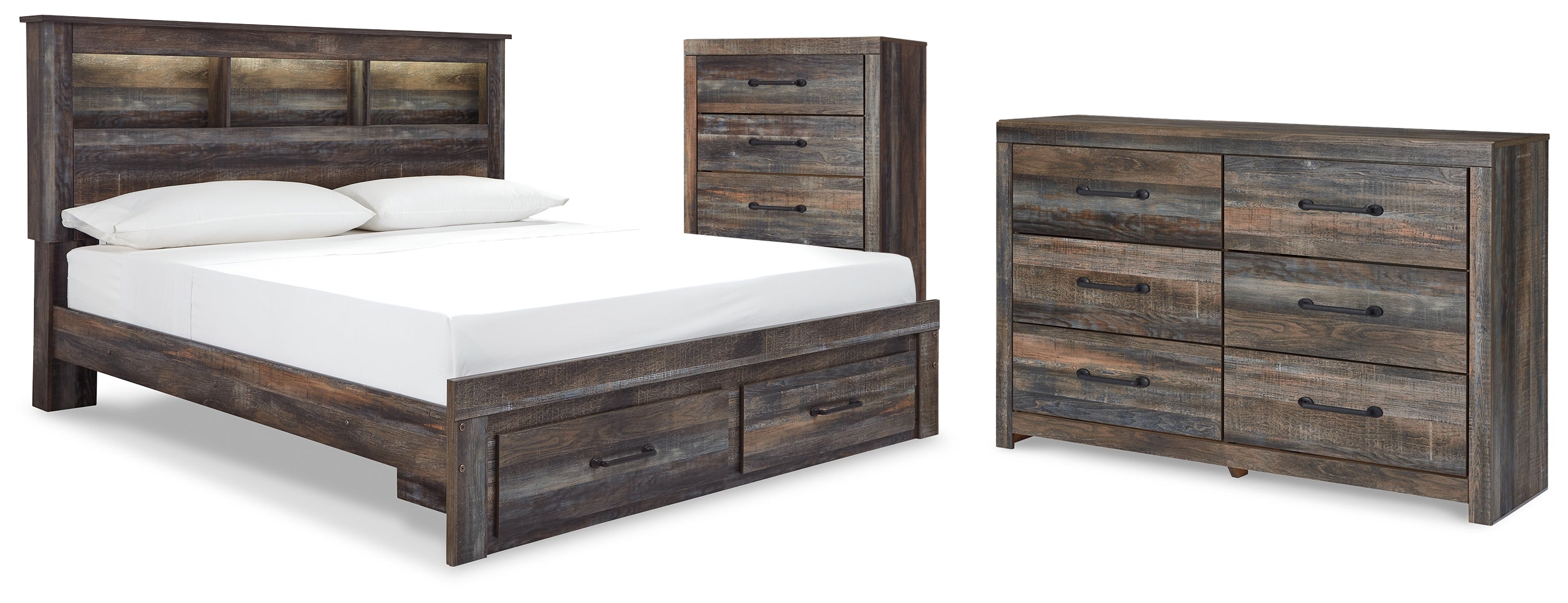 Diamond Furniture - Ashley Furniture - Drystan King Bookcase Storage Bed, Dresser and Chest - King Bookcase Storage Bed, Dresser and Chest - B211B116