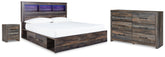 Diamond Furniture - Ashley Furniture - Drystan King Bookcase Storage Bed, Dresser and Nightstand - King Bookcase Storage Bed, Dresser and Nightstand - B211B117