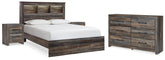 Diamond Furniture - Ashley Furniture - Drystan Queen Bookcase Bed, Dresser and 2 Nightstands - Queen Bookcase Bed, Dresser and 2 Nightstands - B211B87