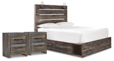 Diamond Furniture - Ashley Furniture - Drystan Queen Panel Storage Bed and 2 Nightstands - Queen Panel Storage Bed and 2 Nightstands - B211B89