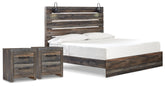 Diamond Furniture - Ashley Furniture - Drystan King Panel Bed and 2 Nightstands - King Panel Bed and 2 Nightstands - B211B93
