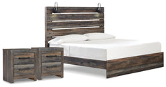 Diamond Furniture - Ashley Furniture - Drystan King Panel Bed and 2 Nightstands - King Panel Bed and 2 Nightstands - B211B93