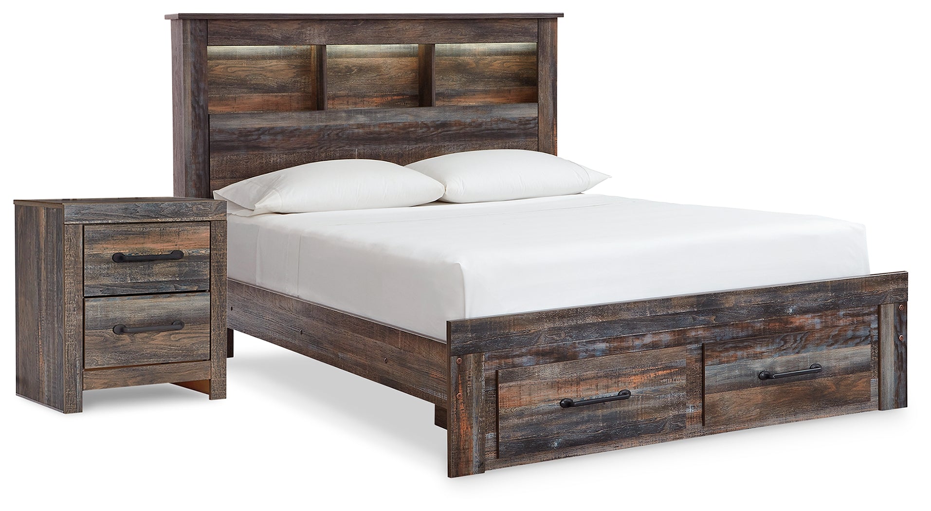Diamond Furniture - Ashley Furniture - Drystan Full Bookcase Storage Bed and Nightstand - Full Bookcase Storage Bed and Nightstand - B211B122