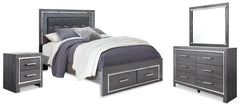 Diamond Furniture - Ashley Furniture - Lodanna Queen Upholstered Panel Storage Bed, Dresser, Mirror, and Nightstand - Queen Upholstered Panel Storage Bed, Dresser, Mirror, and Nightstand - B214B20