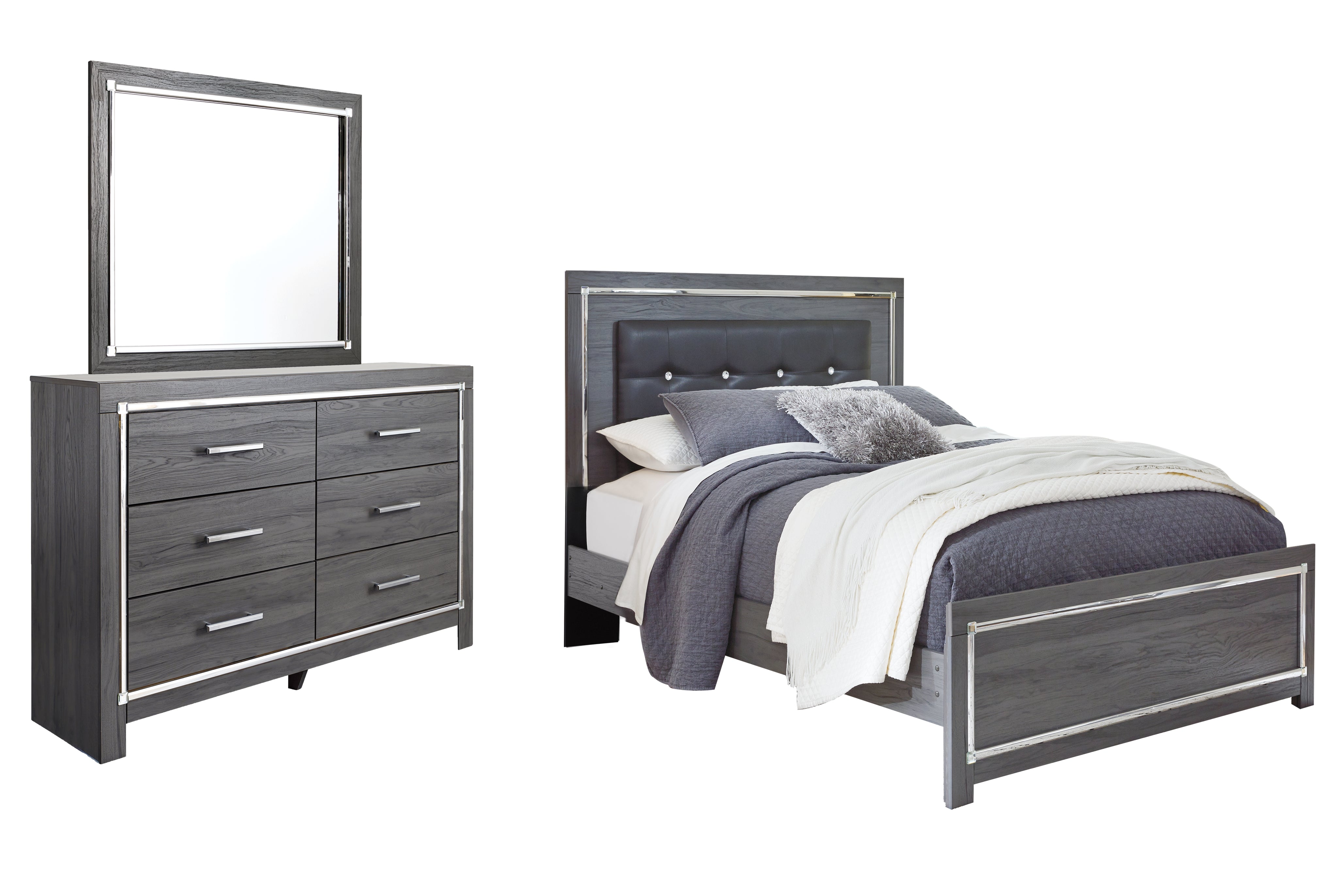 Diamond Furniture - Ashley Furniture - Lodanna Queen Panel Bed, Dresser and Mirror - Queen Panel Bed, Dresser and Mirror - B214B28