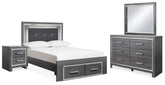 Diamond Furniture - Ashley Furniture - Lodanna Full Storage Bed, Dresser, Mirror and 2 Nightstands - Full Storage Bed, Dresser, Mirror and 2 Nightstands - B214B54