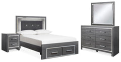 Diamond Furniture - Ashley Furniture - Lodanna Full Storage Bed, Dresser, Mirror and 2 Nightstands - Full Storage Bed, Dresser, Mirror and 2 Nightstands - B214B54