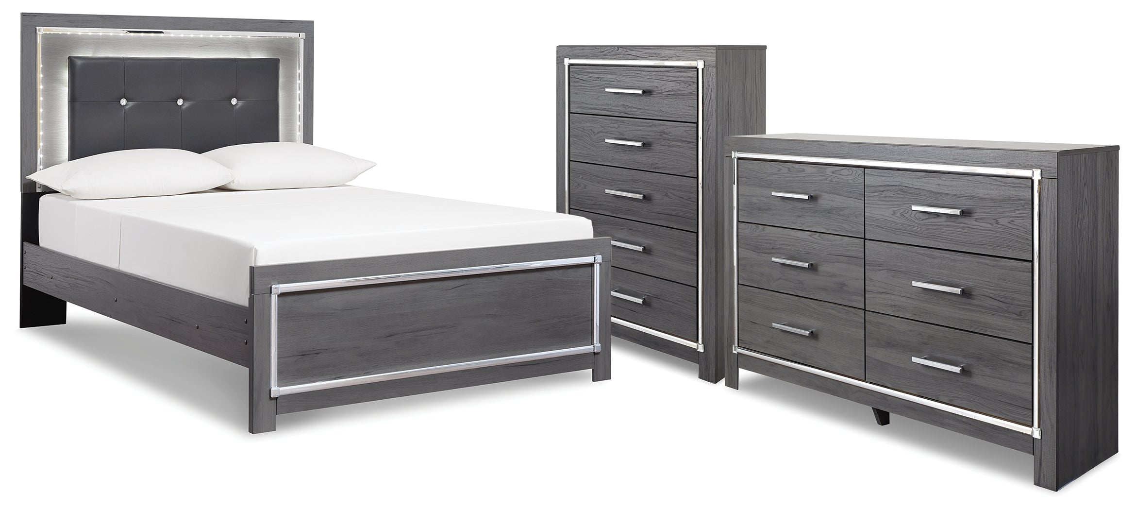 Diamond Furniture - Ashley Furniture - Lodanna Full Panel Bed, Dresser and Chest - Full Panel Bed, Dresser and Chest - B214B52