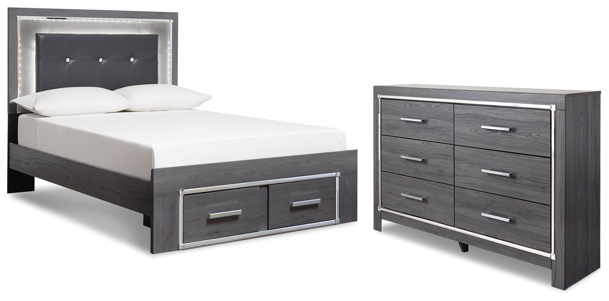 Diamond Furniture - Ashley Furniture - Lodanna Full Panel Storage Bed and Dresser - Full Panel Storage Bed and Dresser - B214B48