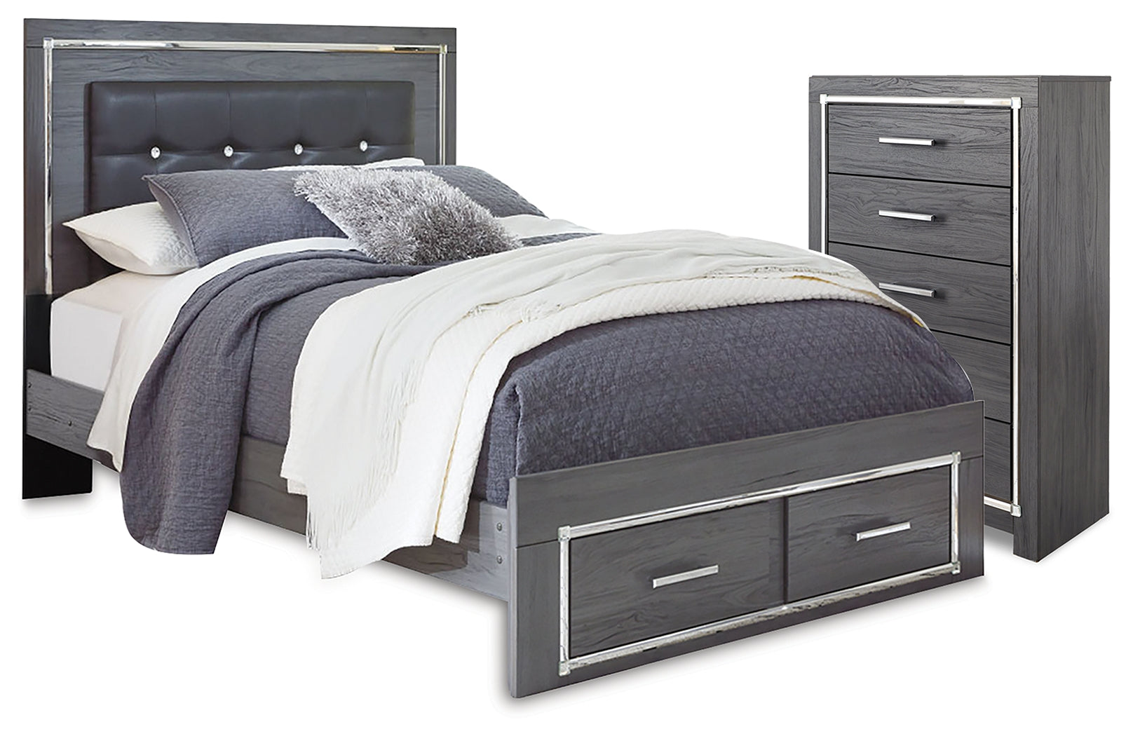 Diamond Furniture - Ashley Furniture - Lodanna Queen Panel Storage Bed and Chest - Queen Panel Storage Bed and Chest - B214B55