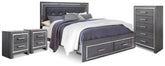 Diamond Furniture - Ashley Furniture - Lodanna King Storage Bed, Chest and 2 Nightstands - King Storage Bed, Chest and 2 Nightstands - B214B47