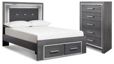 Diamond Furniture - Ashley Furniture - Lodanna Full Upholstered Panel Storage Bed and Chest - Full Upholstered Panel Storage Bed and Chest - B214B62