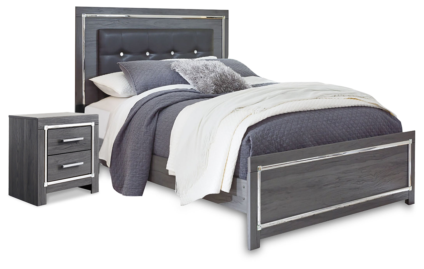 Diamond Furniture - Ashley Furniture - Lodanna Queen Panel Bed and Nightstand - Queen Panel Bed and Nightstand - B214B56