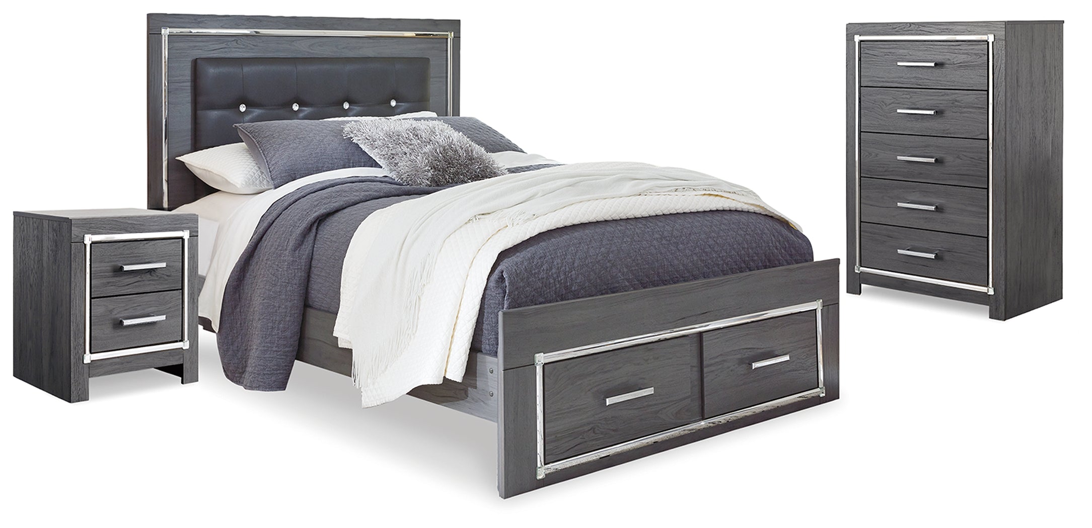 Diamond Furniture - Ashley Furniture - Lodanna Queen Storage Bed, Chest and Nightstand - Queen Storage Bed, Chest and Nightstand - B214B41