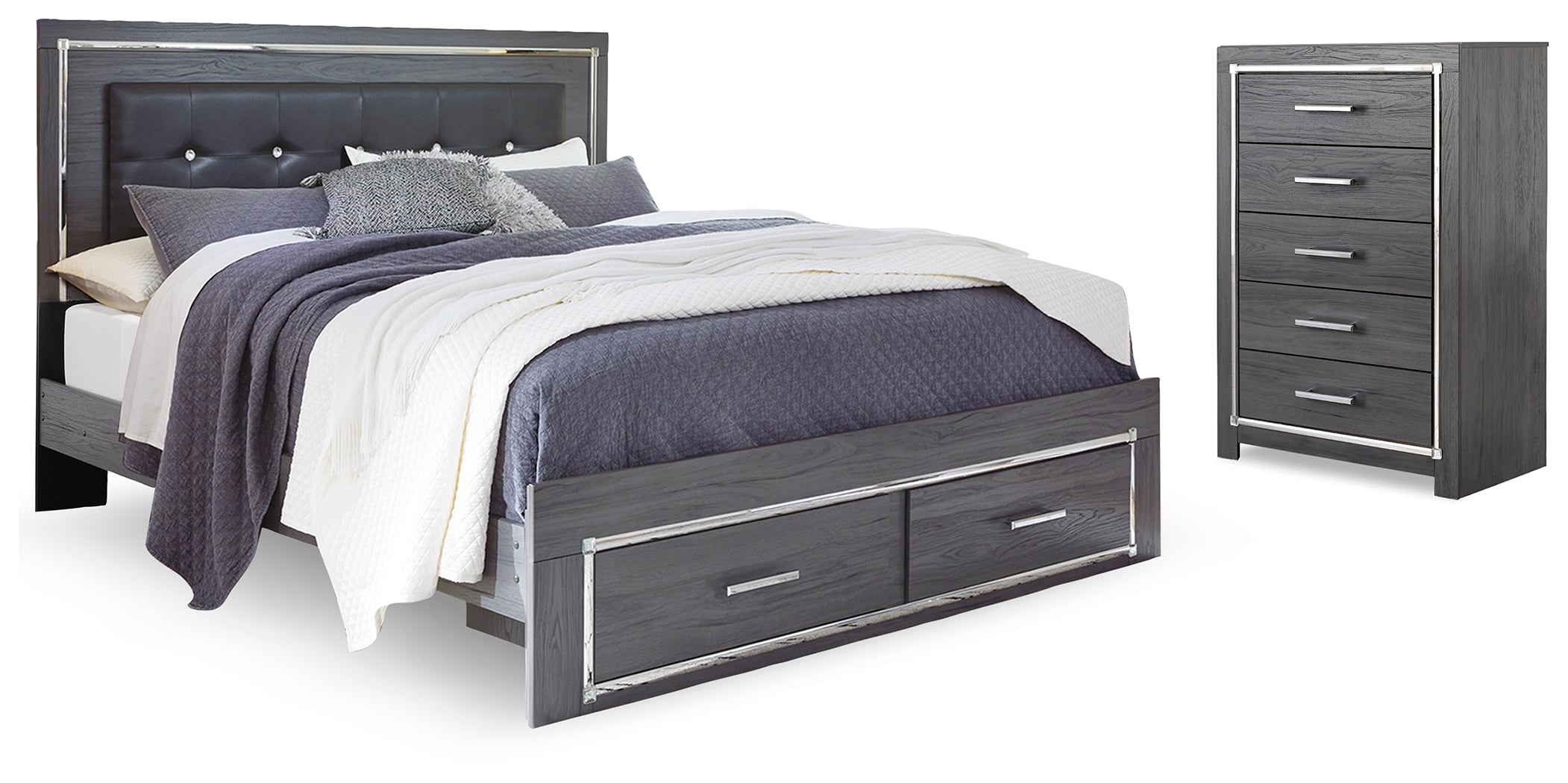 Diamond Furniture - Ashley Furniture - Lodanna King Storage Bed and Chest - King Storage Bed and Chest - B214B42