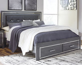 Diamond Furniture - Ashley Furniture - Lodanna King Panel Bed with 2 Storage Drawers - King Panel Bed with 2 Storage Drawers - B214B11