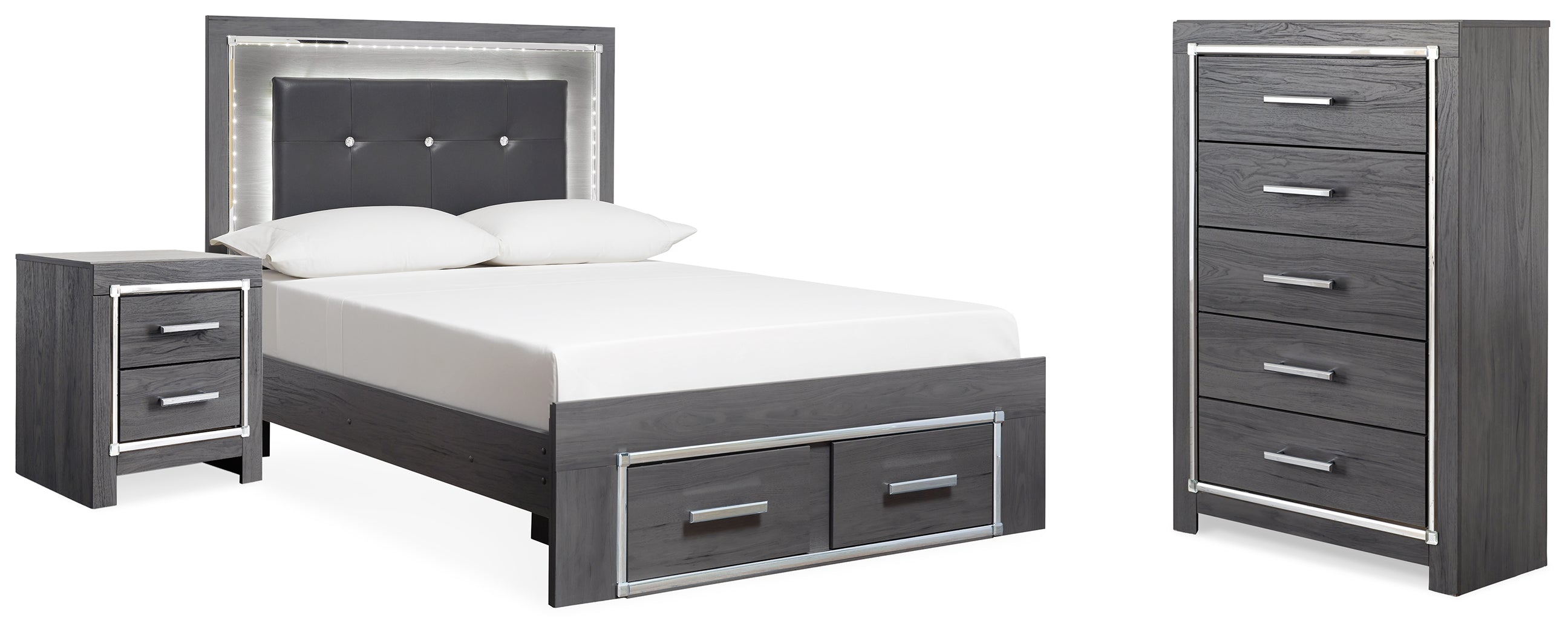 Diamond Furniture - Ashley Furniture - Lodanna Full Storage Bed, Chest and Nightstand - Full Storage Bed, Chest and Nightstand - B214B46