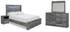 Baystorm Full Storage Bed, Dresser, Mirror and Nightstand