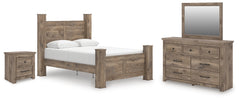 Diamond Furniture - Ashley Furniture - Rusticott Queen Poster Bed, Dresser, Mirror and Nightstand - Queen Poster Bed, Dresser, Mirror and Nightstand - PCB2260B13